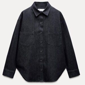 Zara Dark Blue Denim Button Down Shirt